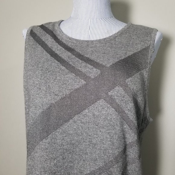 Lauren Ralph Lauren Gray Sparkle Sleeveless Shirt - Picture 4 of 8